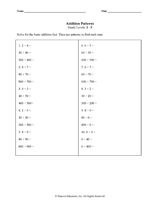 Exploring Additions Patterns: Worksheets