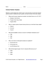 Extreme Weather Disasters Quiz